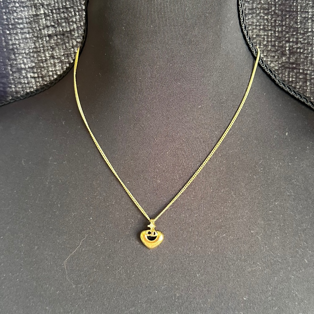 Christian Dior CD in Necklace: in Heart with Rhinestone